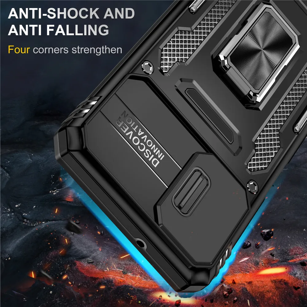 M53 M23 M13 M14 M52 5G Armor Case Slide Lens 360 Protect Funda For Samsung Galaxy M14 M53 M23 M52 M32 M22 M12 Ring Back Cover