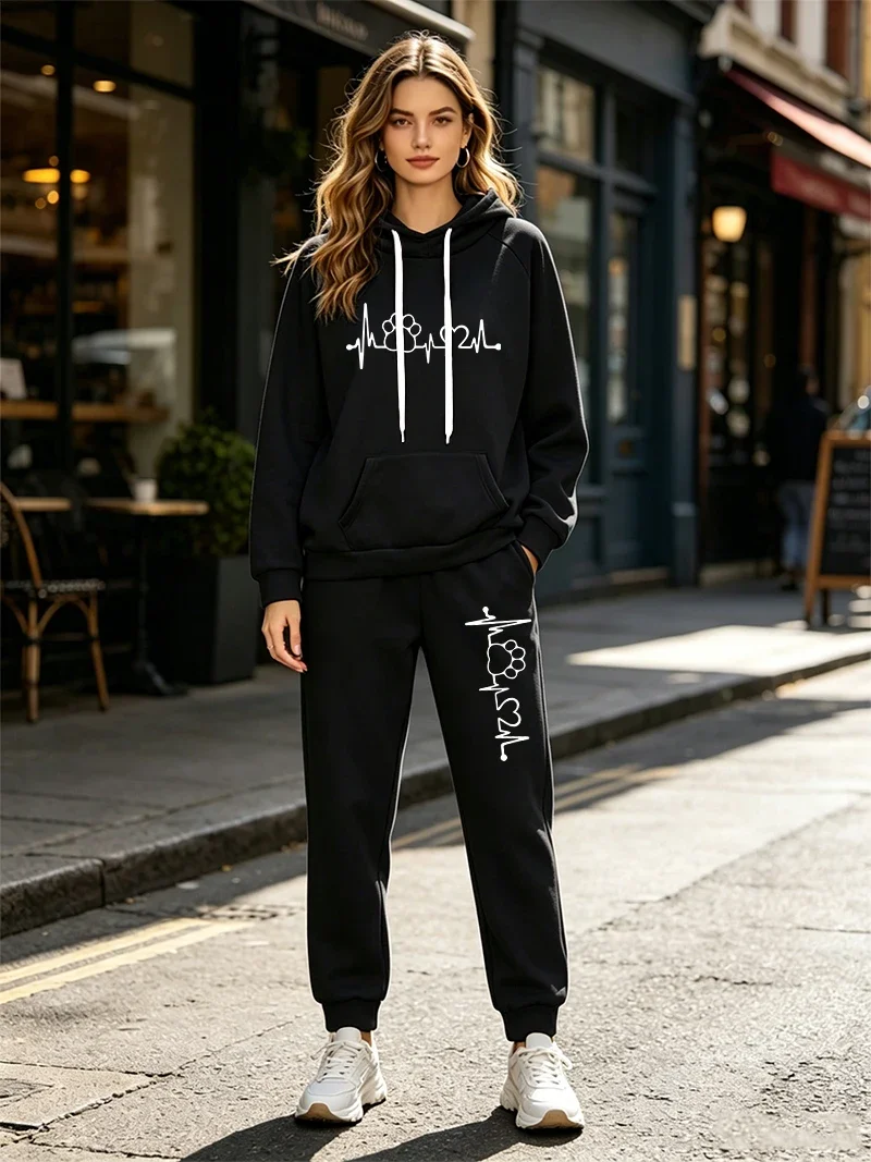 2026 Womens Tracksuit Casual Hooded Sweatshirt 2 Pcs Suit Outdoor Sports Clothes Outfits Autumn Winter Quality Woman Pants Sets