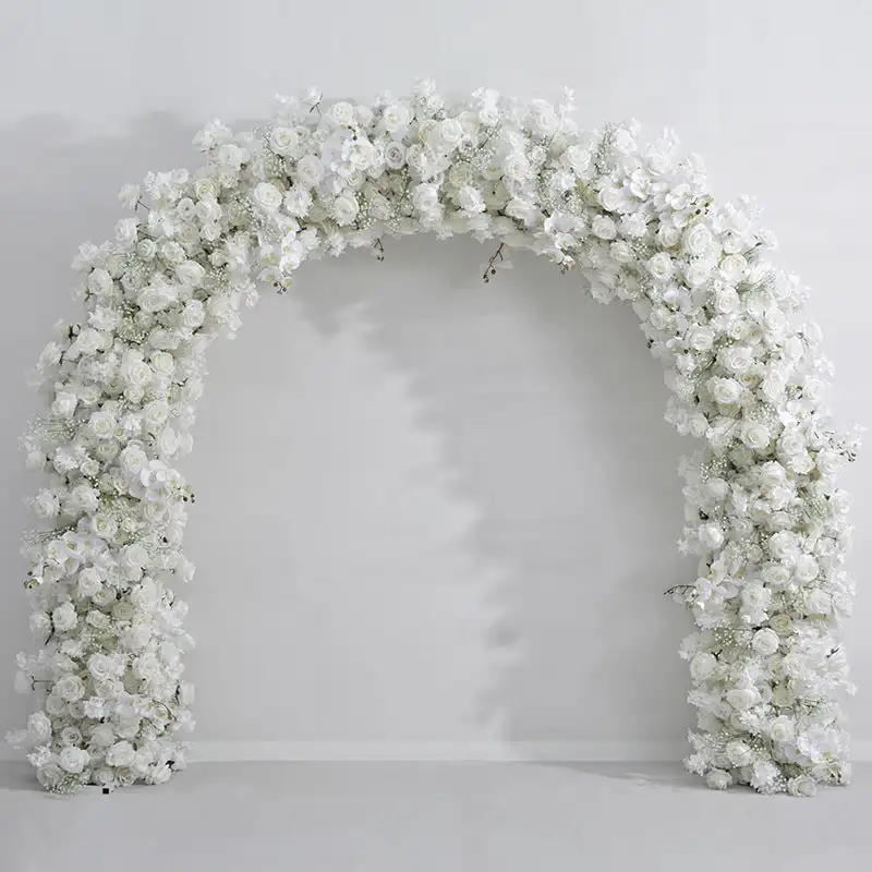 

Custom series White rose peony Hydrangea green leaf artificial circular arch wedding background decoration banquet event layout