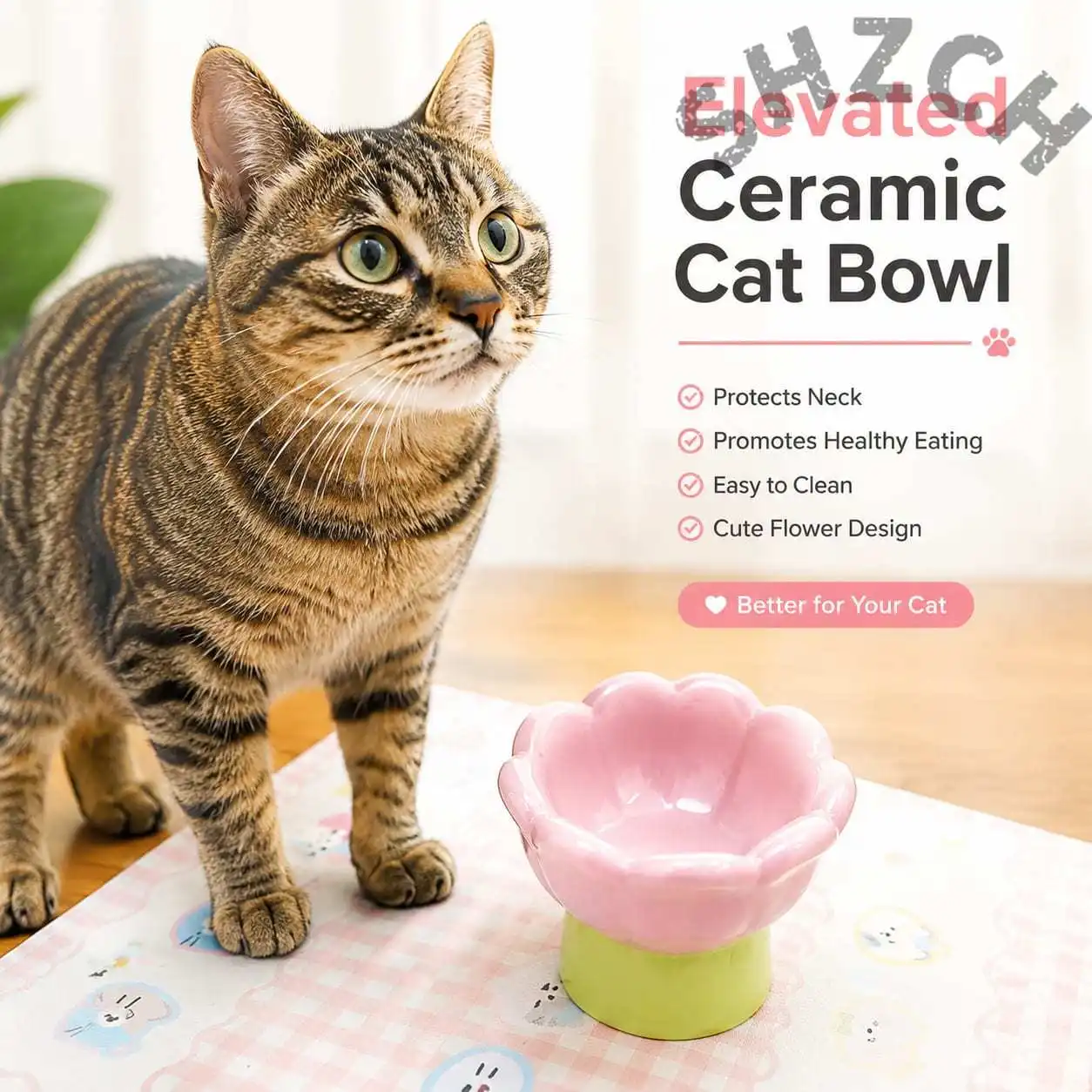New Viral High Appearance Ceramic Pet Bowl New Style Tulip Elevated  Water  Food Bowl For Cat And Dog
