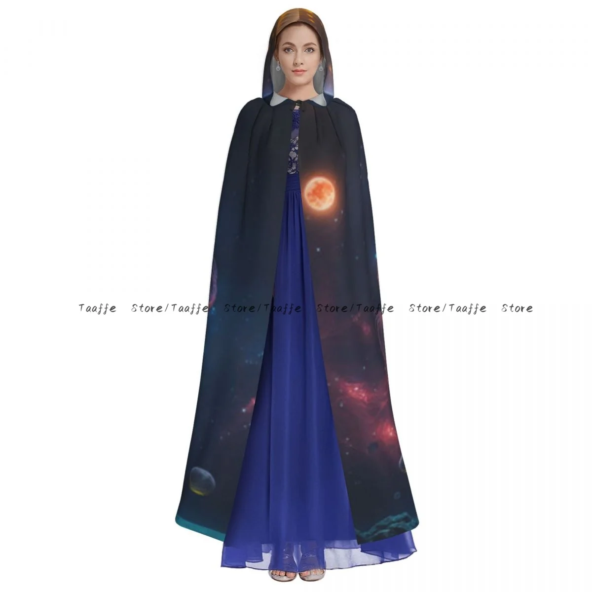 Witch Long Hooded Robe Jellyfish In Space With Tentacles Halloween Cloak Cosplay Costumes for Adult