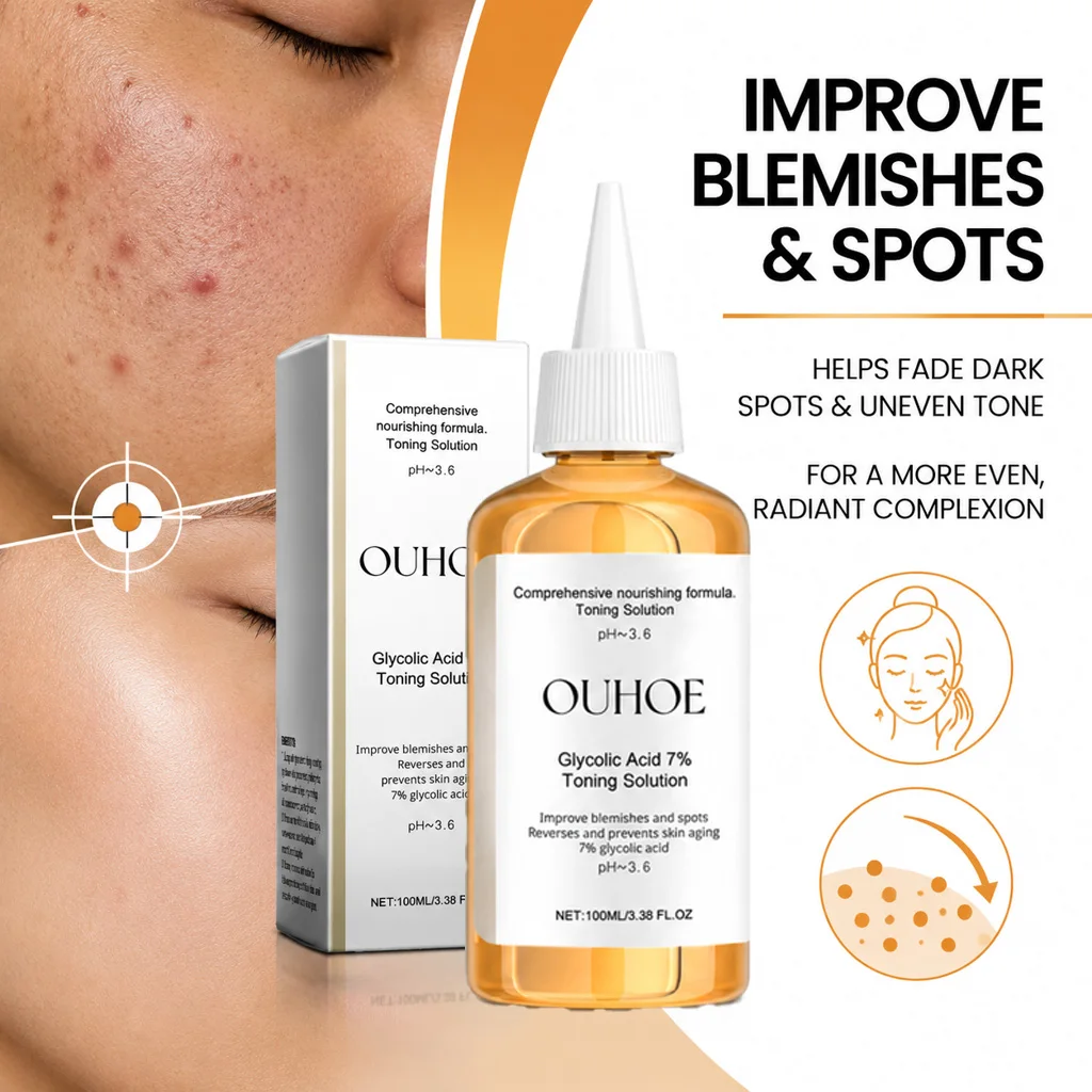 7% Glycolic Acid Toning Solution 100ml – Gentle Exfoliating Toner for Acne, Pore Shrink & Oil Control, Lifting Firming & Wrinkle Smoothing, Hydrating Daily Face Care Essence