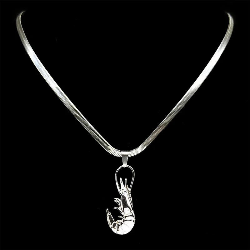 Lustige Garnelen Hiphop Halskette Für Frauen Männer Edelstahl Silber Farbe Männlichen Mode Halsband Party Halskette Schmuck Geschenke – Detail 7