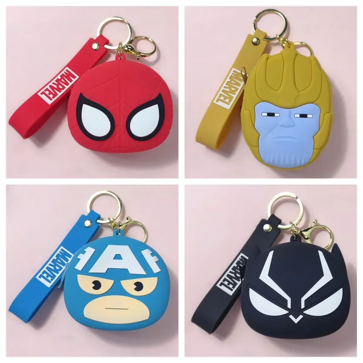 New Marvel Coin purse Creative Avengers Coin purse Keychain Cartoon Anime Car Key Bag Bag Pendant Tide Cool Spider-Man Keychain