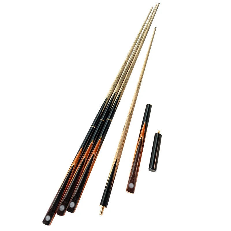 Wholesale Two-Piece Billiard Cue 3/4 57 inches 145cm with 9mm 10mm Cue Tips Made of Ash Wood and Gold Ebony 25 cues/box