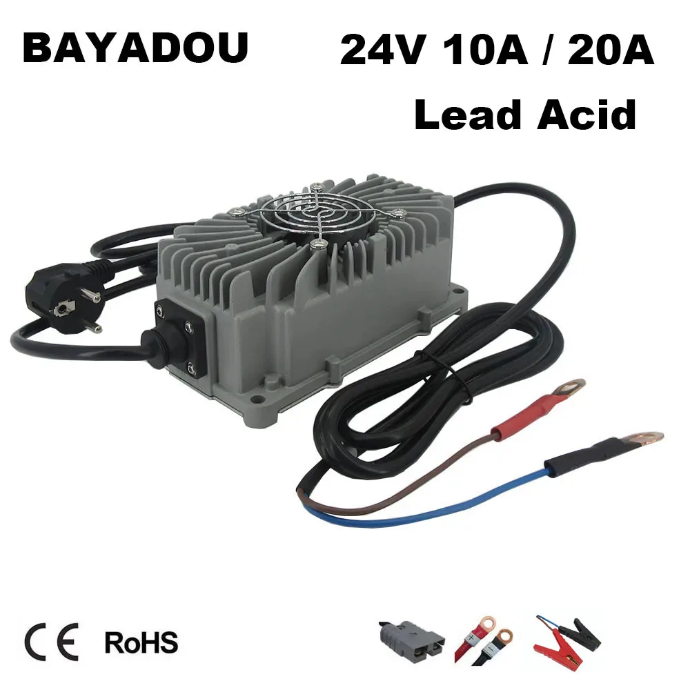 

Waterproof 24V 10A Lead Acid Fast Charger 24 Volt 20A Forklift RV Smart Charger For 24 V Golf Cart Clearner Car