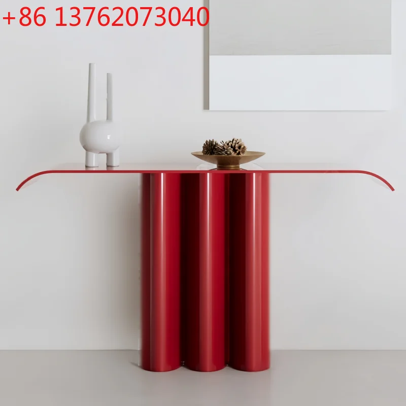 French burgundy paint enigma table Solid wood home decoration table Modern simple end view table