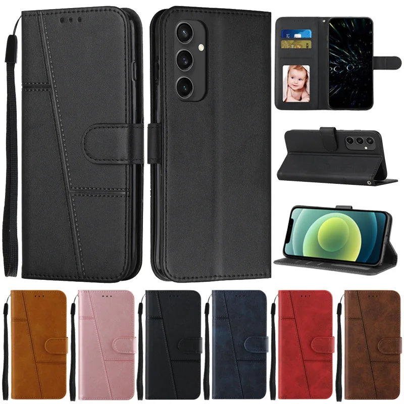 Dla Samsung Galaxy S24 FE Etui Flip Wallet Book Cover dla Coque Samsung S 24 FE S24FE SM-S721B Skórzane etui ochronne na telefon Fundas