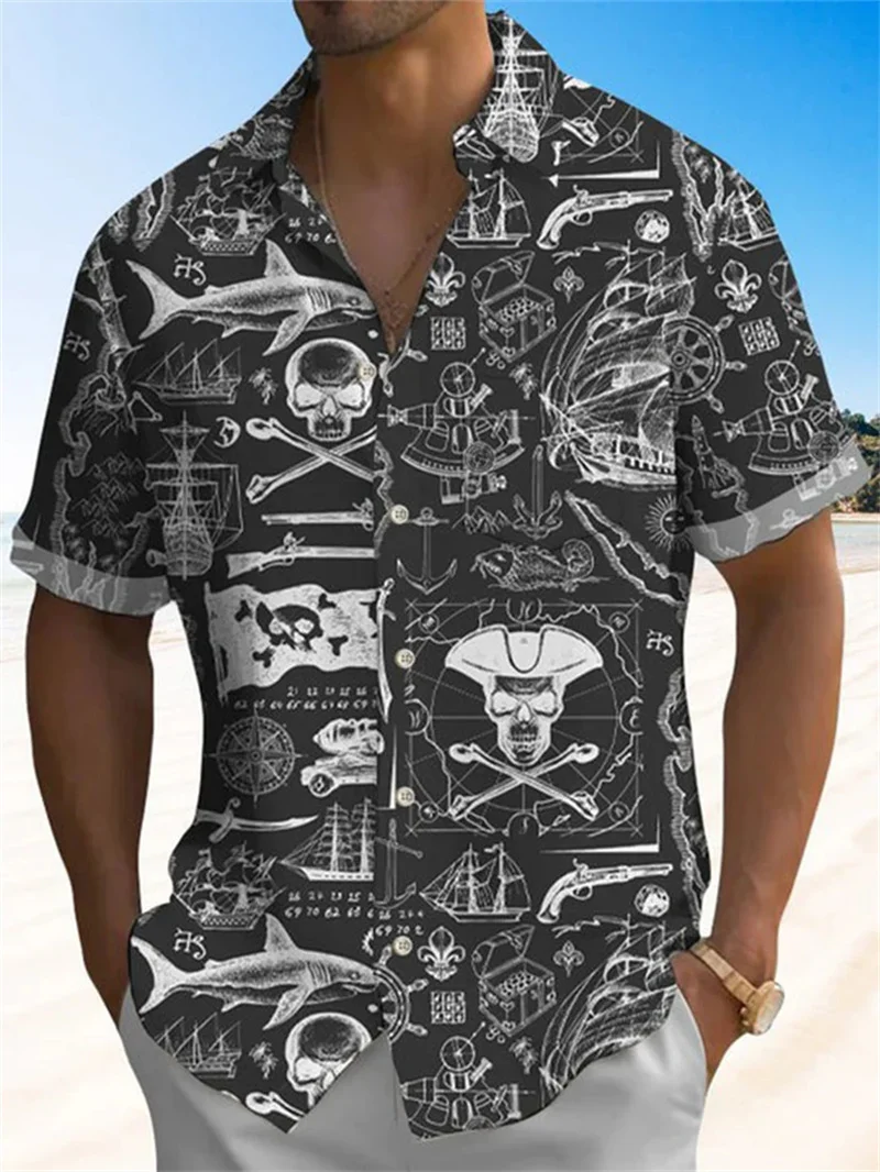 2025 Hawaii Men's Short sleeved Shirt Happy Rainbow Design Summer Fashion Casual Street Wear Men's Wear