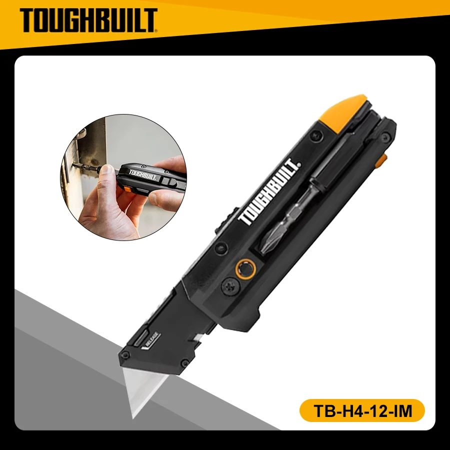 TOUGHBUILT TB-H4-12-IM Electrician\'s Folding Utility Knife With Bit Driver Pry Bar Hand Tools  pocket knife