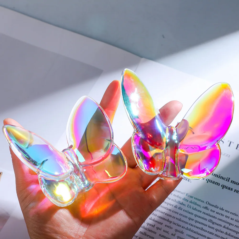 Luxury Crystal Butterfly Nordic Transparent Crystal Butterfly Ornament Creative Wedding Gift Glass Crystal Lucky Butterfly