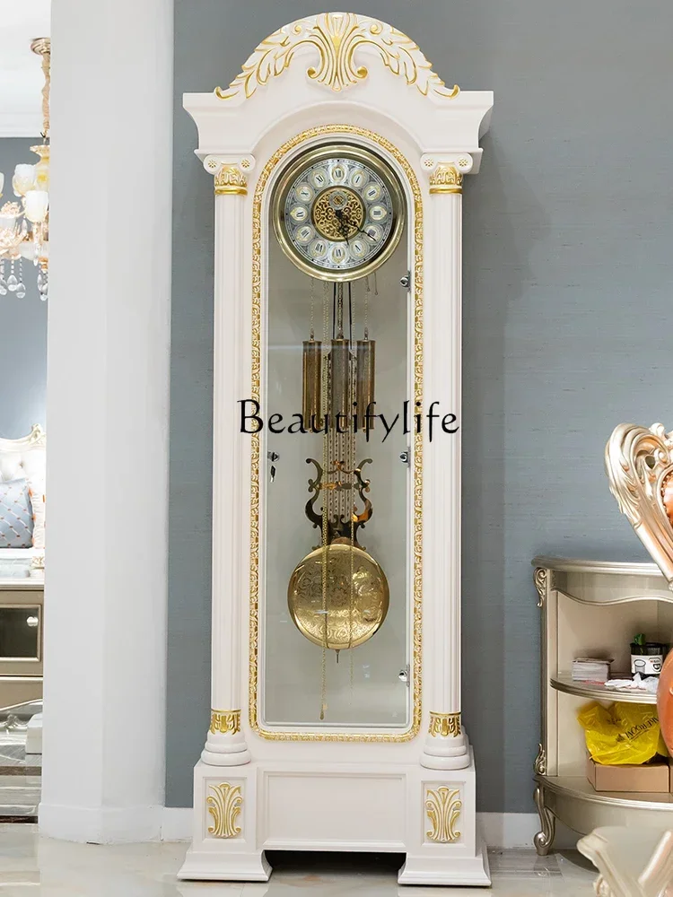 German Hermle the Grandfather Clock Living Room Villa Clock French Pendulum Clock Luxury Gold White