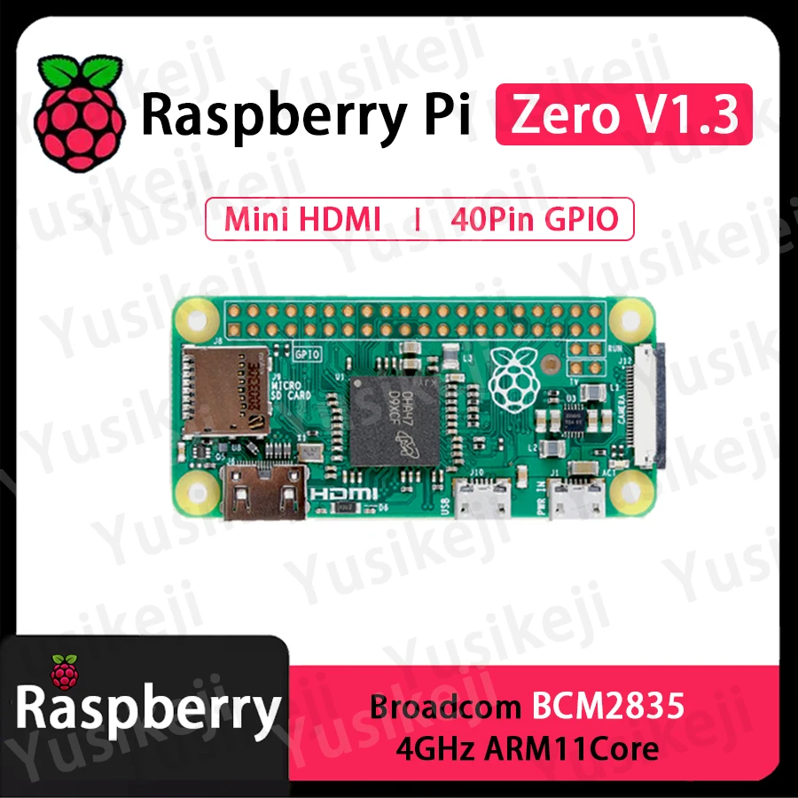 Official Original Raspberry Pi Zero v1.3 Zero KIT Development Kit 4GHz 512MB SDRAM BCM2835 65x30x5mm