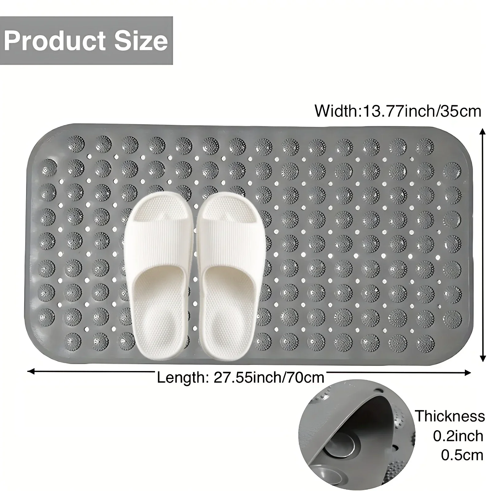 1pc Massage Shower Mats for Bathtub Non Slip Bath Mats PVC 35x70cm Bathroom Safe Mats for Tubs, Bath Rugs Machine Washable