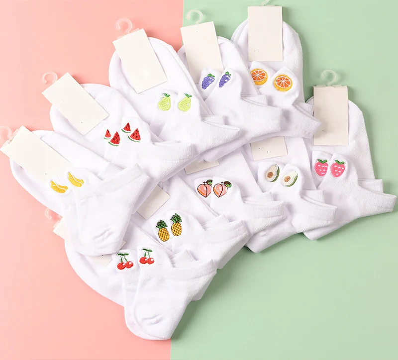 Neue Frauen Socken Kawaii Stickerei Obst Nette Girs Boot Socke Harajuku Mode Weibliche Ananas Avocado Socken