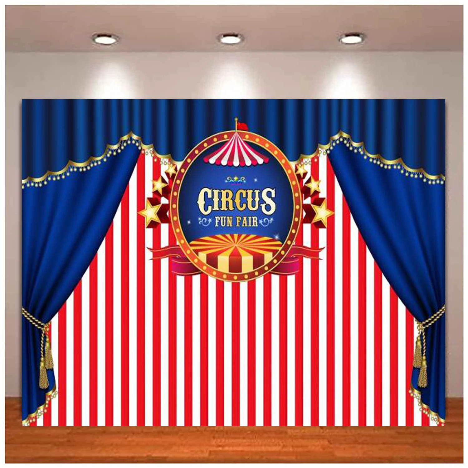 

Photography Backdrop Blue Curtain Circus Playground Fun Fair Carnival Carousel Party Banner Newborn Newborn Photo Background