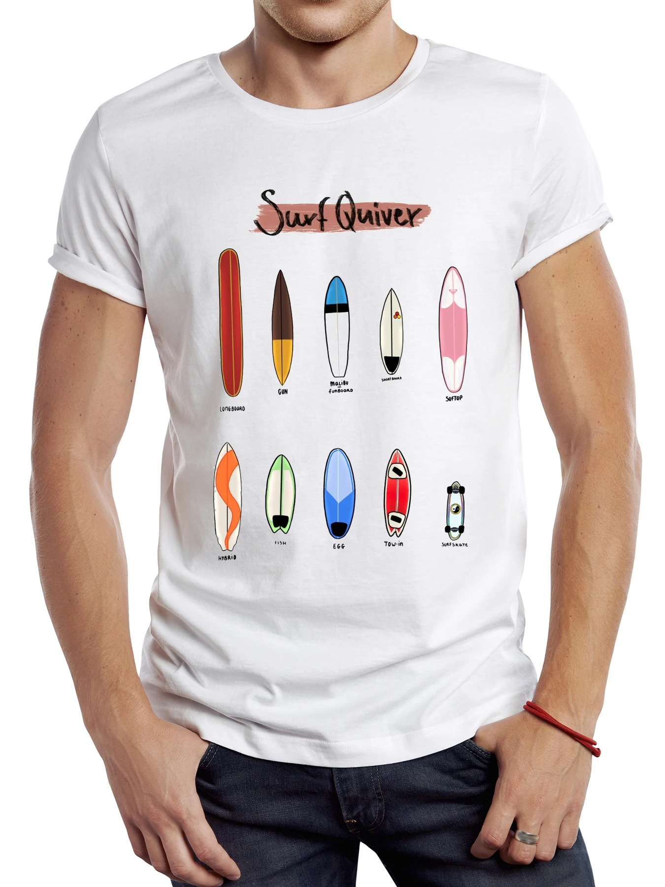 

FPACE Surf Quiver Men T Shirt Graphic Vintage Beach Surfing Sport Cloth Retro Surf Boards Tops Hipster Tee