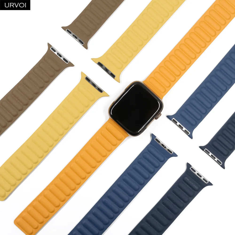 URVOI Lederarmband für Apple Watch Ultra 4, 3, 2, Serie 12, 11, 10, SE3, zweifarbiges Armband mit Magnetverschluss, 46 mm.