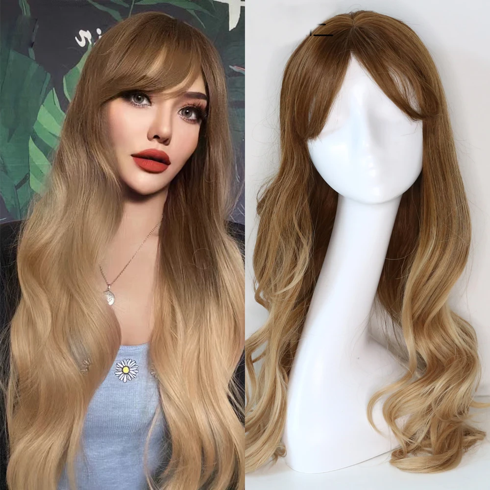 

Sivir Synthetic Wigs For Women Long Wavy Natural Hair Bangs Lolita Omber Color Heat Resistant Fiber Cosplay/Party/Daily