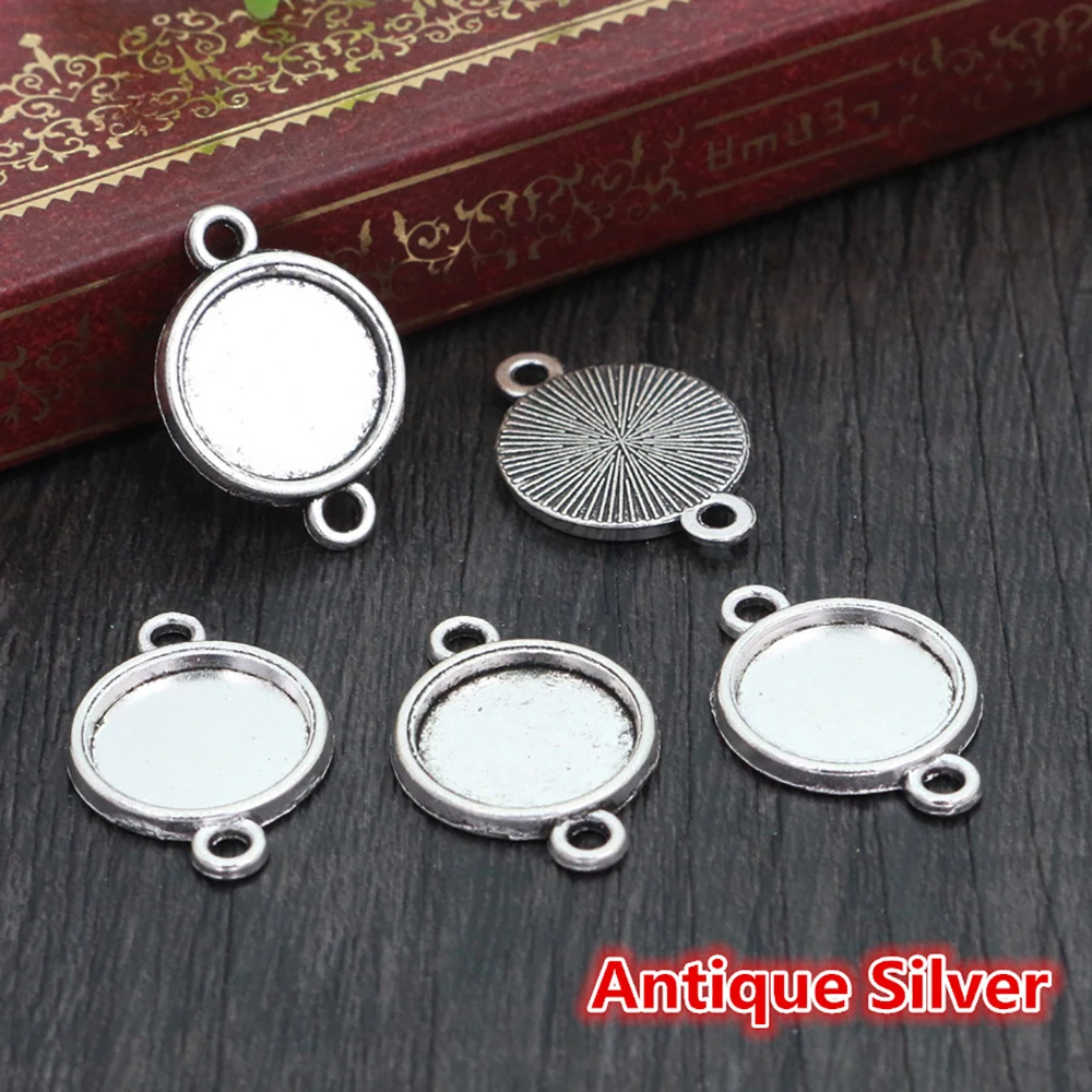 Base de cabujón colgante de doble cara chapada en 7 colores, colgante clásico de 8mm, 10mm, 12mm, tamaño interior