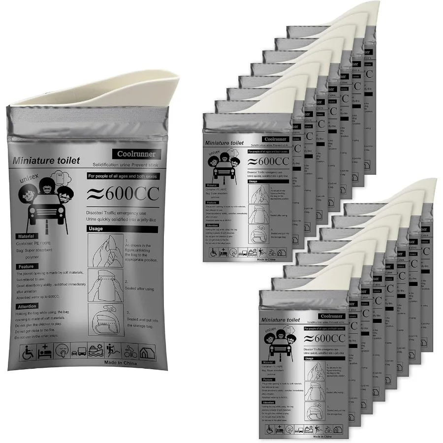 使い捨て尿バッグ-8個、12個、20個、50個入り-アウトドアキャンプ、旅行、緊急時、交通渋滞、患者ケア用-ポータブル