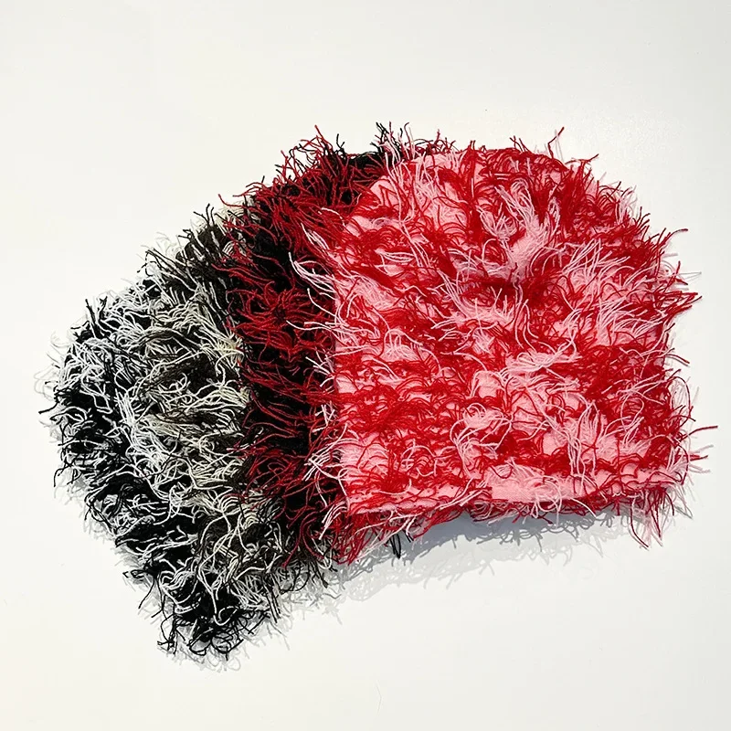 Men's Camouflage Fleece Lined Balaclava Beanie Warm Distressed Knitted Winter Ski Cap Outdoor Hip Hop Fuzzy Knit Hat