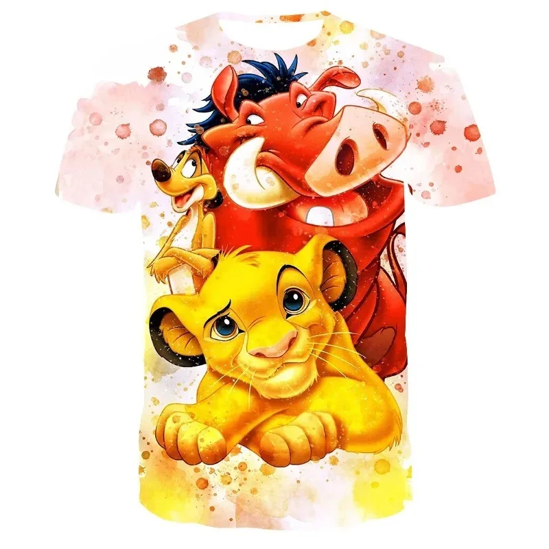 The Lion King Boys Girls T-Shirt Simba Children's T-Shirt 3D Printing Pumbaa Short Sleeve Disney Men's T-Shirt Fashion Clothing