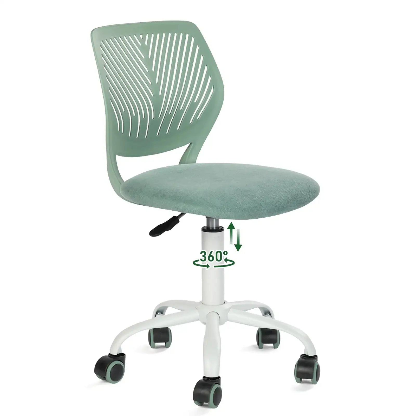 Ergonomic Teen Study Chair Aqua Green Swivel Breathable Backrest Comfort Seat 360-Degree Mobility 29.5-34.2