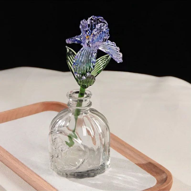Glass Flowers For Table Centerpiece Glass Flower Bouquet Miniatures Floral Figurines Collectible Rustic Home Decor
