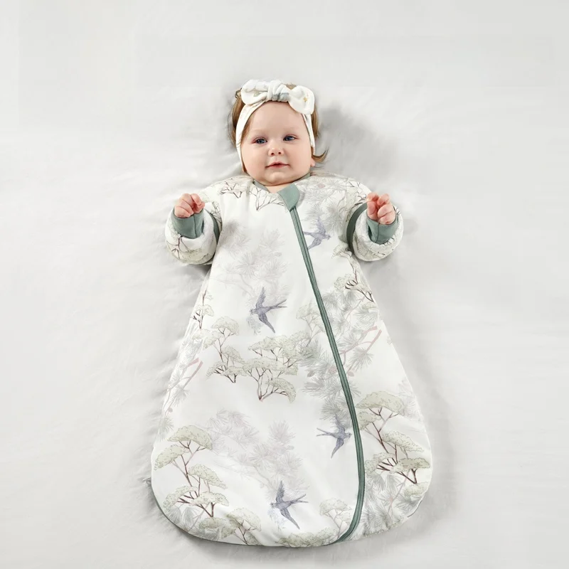 

Спальный мешок OUYUN для младенцев, 100% хлопок снаружи, 10% шелковая подкладка, наполнение 80г, 130г, 270г, термо, защита от выкидывания, одеяло-конверт, 65см, 75см, 85см