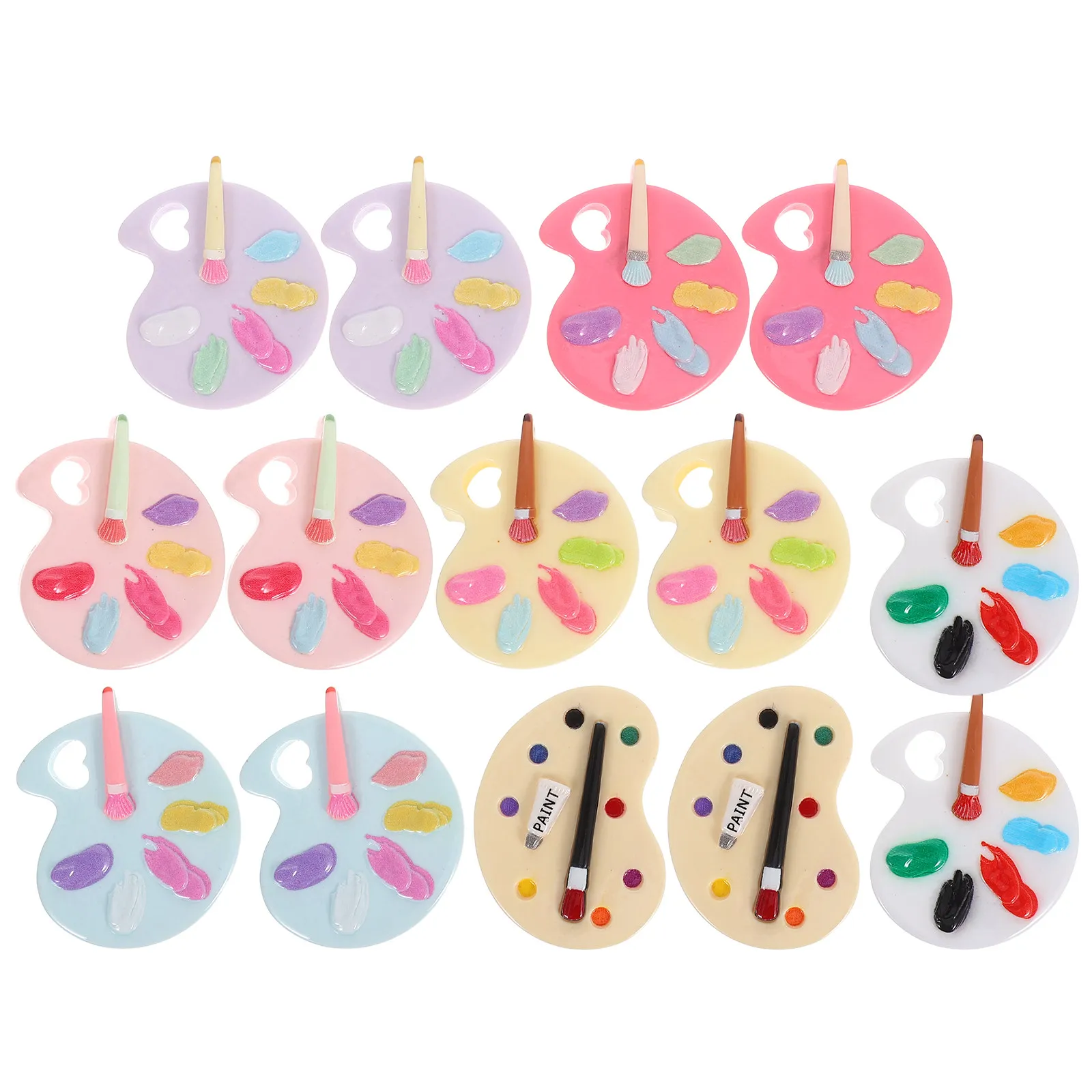 

14Pcs Vibrant Resin Artist Palette Charms Mini Paint Tray Pendants Craft Supplies for Earrings Necklaces Bracelets DIY