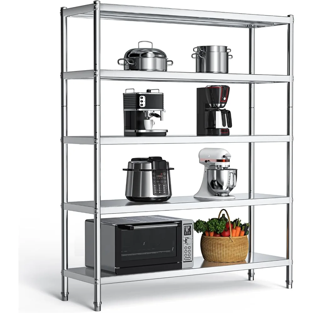 

Stainless Steel Shelves, Tier Storage Shelf, Heavy Duty Shelving for Kitchen Garage Office Restaurant Warehouse