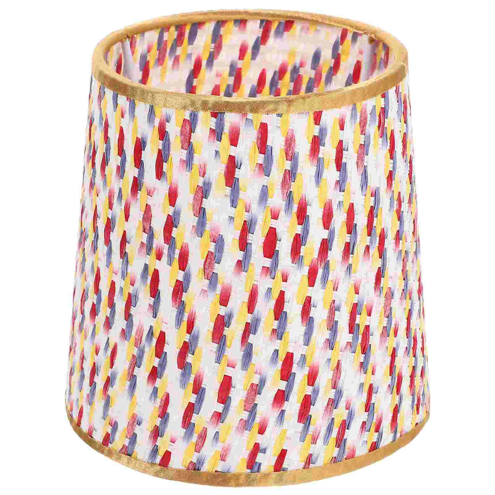 

Pvc Fabric Lampshade Shell Bedroom Colorful Woven Tapered Floor Chandelier Cone Household Linen Lampshades Desktop Table