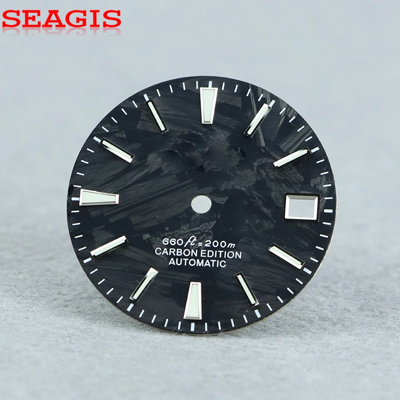 

SEAGIS Циферблат из углеродного волокна NH35 Циферблат часов GS MOD BGW9 Lume без логотипа Циферблат часов