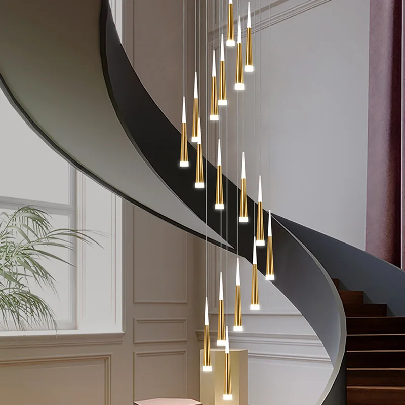 

Stair Long Chandelier Villa Loft Apartment High Living Room Staircase Lamp Duplex Building Chandelier Stair Light Chandelier