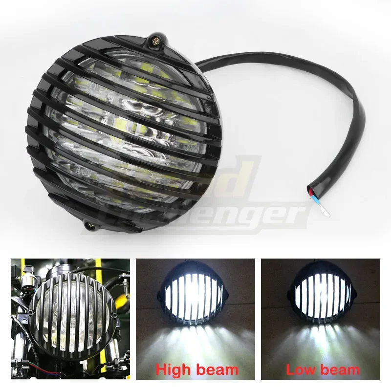 Motorcycle Black Headlamp Headlight & Grill Cover Retro Vintage For Harley Touring Dyna Sportster 48 72 1200 883