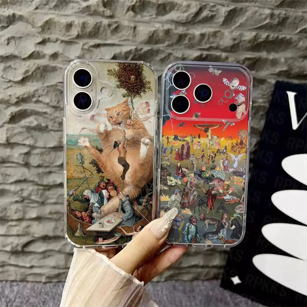 

Hieronymus Bosch Art Phone Case For iPhone 6,16,15,14,13,12,11,17 Pro,Max,Plus,X,XS,XR,SE,Mini Transparent Soft Cover