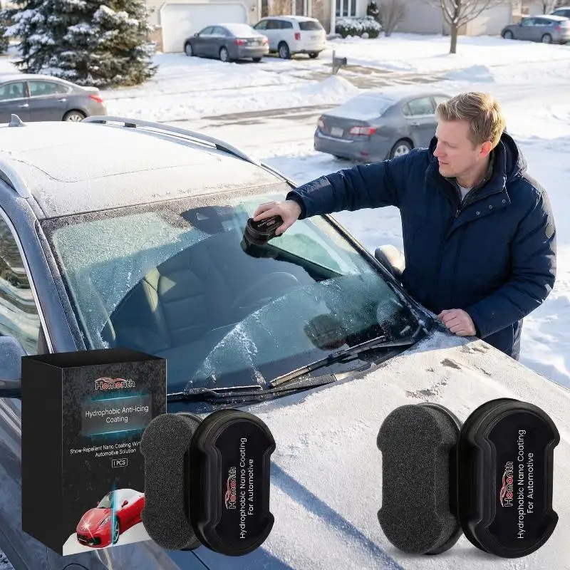 Car Windshield Cleaning Sponge Black Portable Winter Tool For Mirror Glass And Window Maintenance