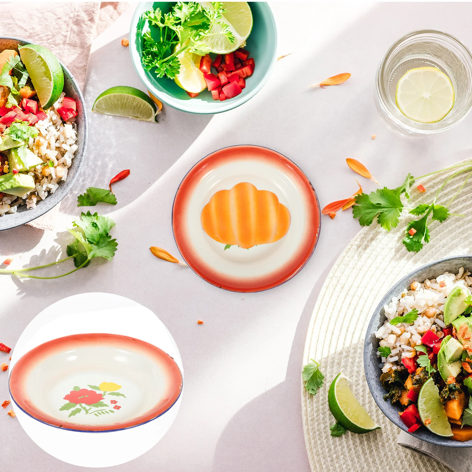 

Retro Enamel Plate Smooth Surface Elegant Tableware for Serving Fruit Cakes Candies Snacks in Festival Gathering