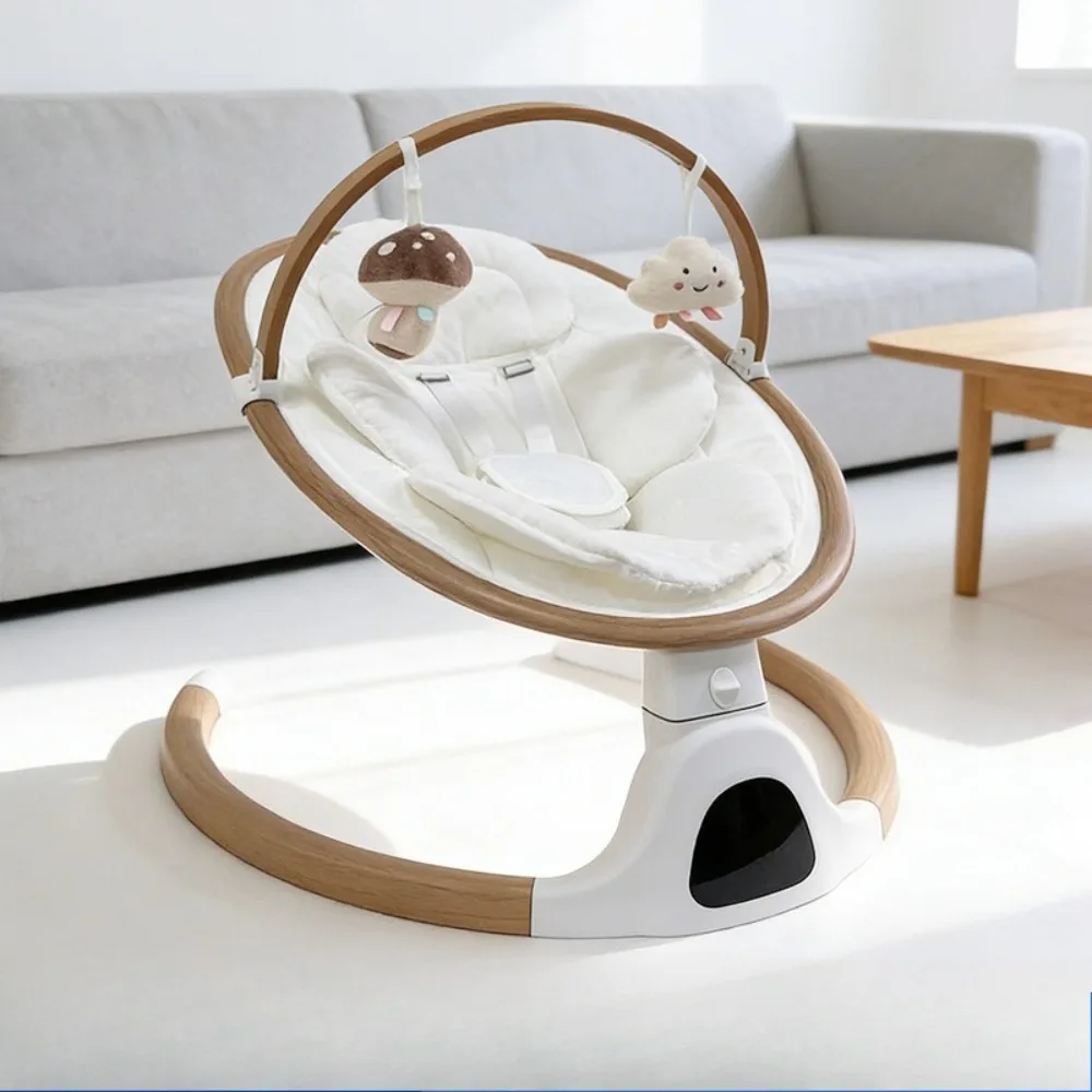 Columpio Eléctrico Babyfond con Mosquitera y Colchón, Cuna Bluetooth para Bebés, Tela Suave y Cómoda