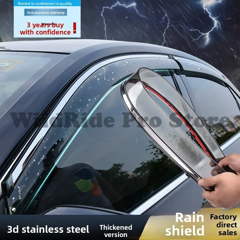 1 Set 3D Stainless Steel Rain Deflectors Compatible with Mazda 2 3 6 Axela Ruiyi Xingcheng ATTESA Window Visors