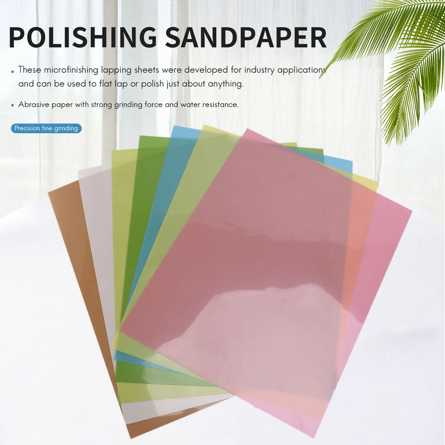 7Pcs/Set Lapping Film Sheets Assortment Precision for Polishing Sandpaper 1500/2000/4000/6000/8000/10000/12000 Grits Vogue