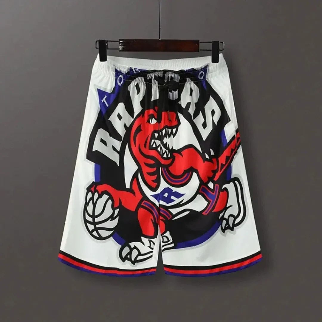 Amerikaanse Basketbal Shorts Zomer Heren High Street Retro Print Losse Sportbroek Trendy Casual 3d Sneldrogend Ademend