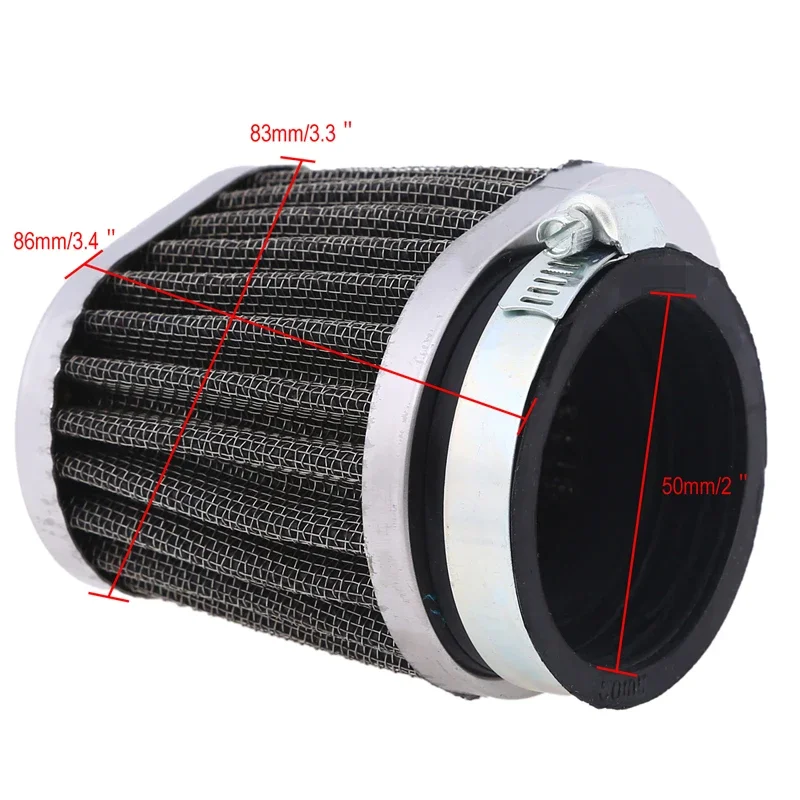 POSSBAY 50MM Motorcycle Air Filter Mushroom Head Scooter Air Filter Clamp-on Cleaner Air Pods Universal for Honda Yamaha Suzuki