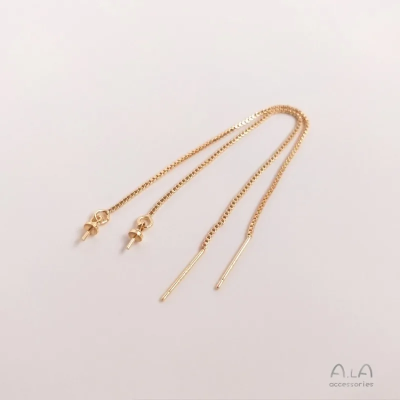 14K Gold Color Earphones Handmade DIY Stud Earrings Fringed Earrings Jewelry Materials Ear Chains Making Accessories