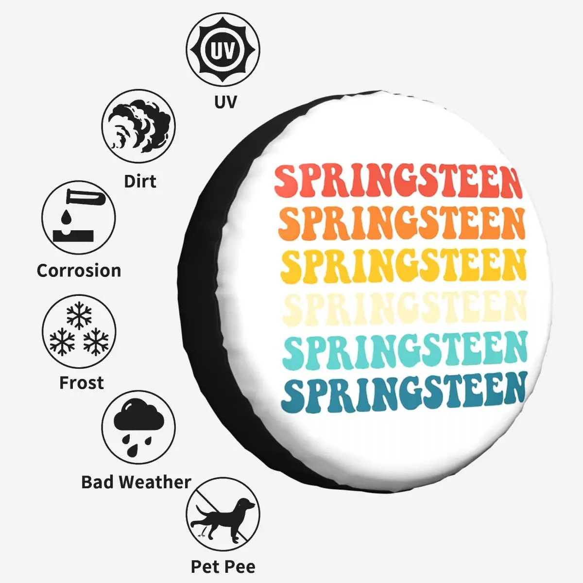 سبرينغستين خمر رائع ريترو خمر بوس المشارك غطاء الإطارات الاحتياطية لمقطورة السيارة 4x4 عجلة حامي يغطي 14 "15" 16 "17"