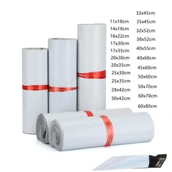 30/50pcs/Lot White Courier Bag Express Envelope Storage Bags Mailing Bags Self Adhesive Seal PE Plastic Pouch Packaging 24 Sizes