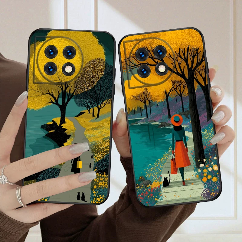 

Back view girl For OnePlus 8 9 11 12 13 10 Pro 9RT 8T 12R Ace 3 5 2V Nord CE 2 4 Lite N20 SE 30 N200 silicone soft phone case