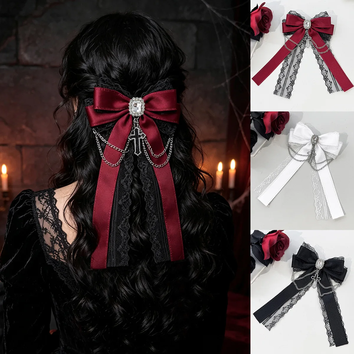 20-pinces-a-cheveux-gothiques-dark-lolita-avec-strass-longues-pampilles-nœuds-en-dentelle-et-ruban-tendance-y2k-barrettes-pour-femmes-et-filles-en-gros