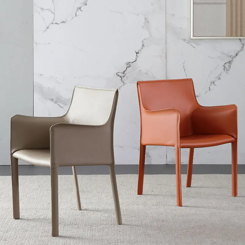 كرسي بذراعين فاخر خفيف الوزن من الشمال للمنزل، كرسي طعام إيطالي حديث وبسيط، أثاث غرفة الطعام